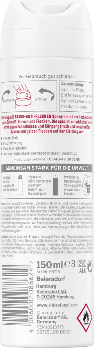 Bild 2 von Hidrofugal Stark + Anti-Flecken Anti-Transpirant Spray, 150 ml