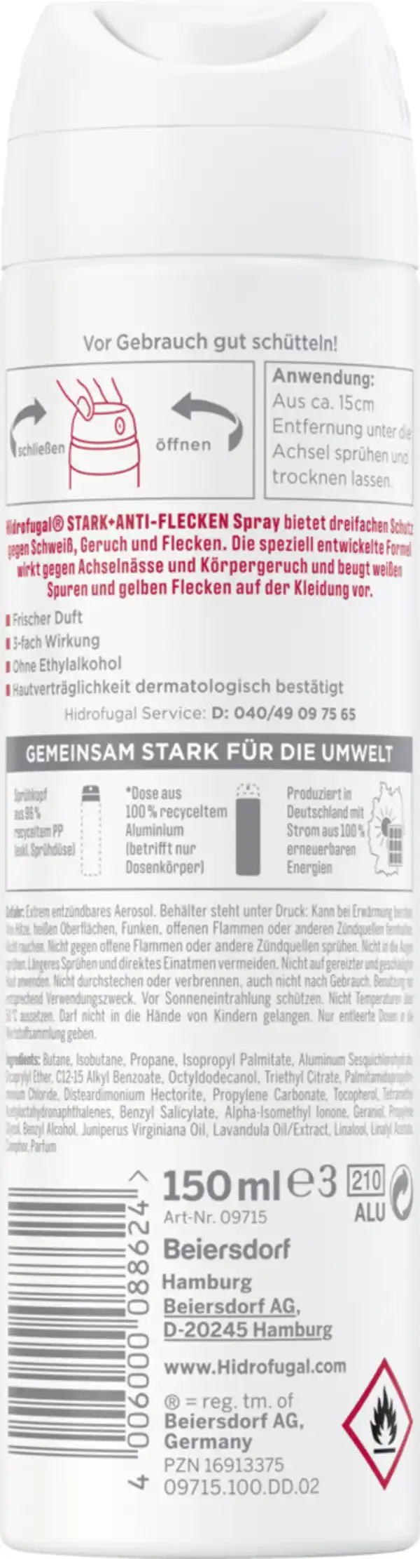 Bild 2 von Hidrofugal Stark + Anti-Flecken Anti-Transpirant Spray, 150 ml