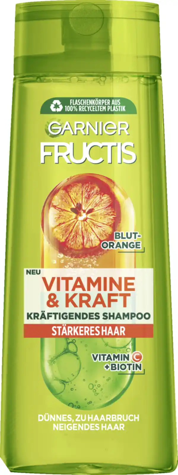 Bild 1 von Garnier Fructis Vitamine & Kraft Kräftigendes Shampoo mit Blutorange, 250 ml