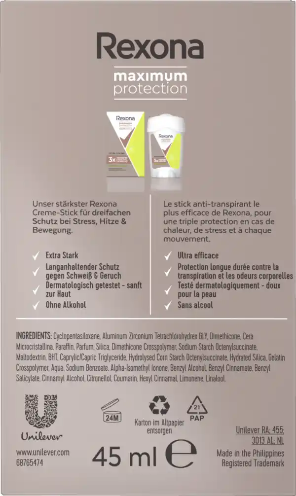 Bild 2 von Rexona Maximum Protection Deocreme Stress Control Anti-Transpirant, 45 ml