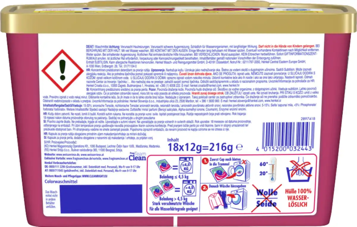 Bild 2 von Weißer Riese Colorwaschmittel Trio-Caps Aromatherapie Orchidee & Macadamiaöl 18 WL