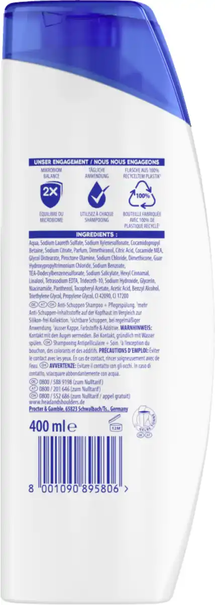 Bild 2 von head & shoulders Anti Schuppen Shampoo 2in1 Classic Clean, 400 ml