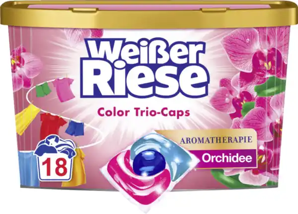 Bild 1 von Weißer Riese Colorwaschmittel Trio-Caps Aromatherapie Orchidee & Macadamiaöl 18 WL