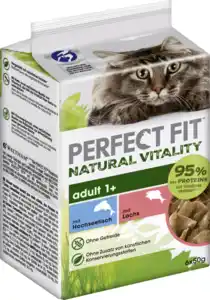 Perfect Fit Katze Natural Vitality Adult 1+ mit Hochseefisch & mit Lachs Multipack, 300 g