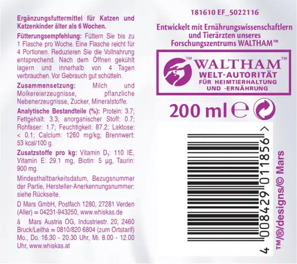 Bild 2 von Whiskas Katzenmilch, 200 ml