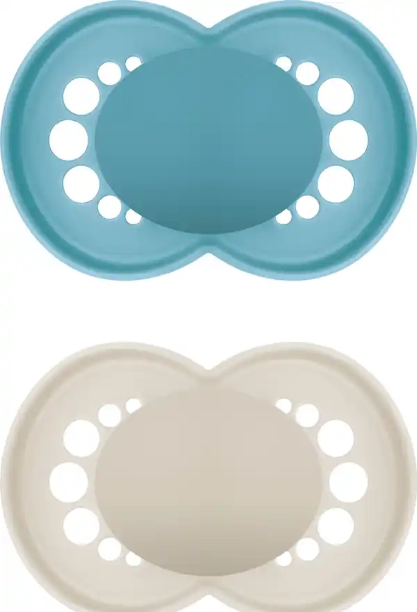 Bild 2 von MAM Schnuller Original Pure plain Silikon 16+ Monate, blau/beige