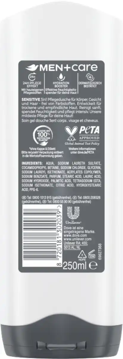 Bild 2 von Dove Men+Care Pflegedusche 3-in-1 Sensitive, 250 ml