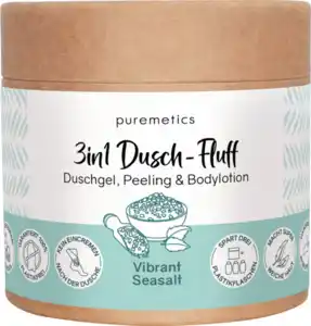 puremetics 3in1 Dusch-Fluff Vibrant Seasalt mit Meersalzpeeling, 250 g