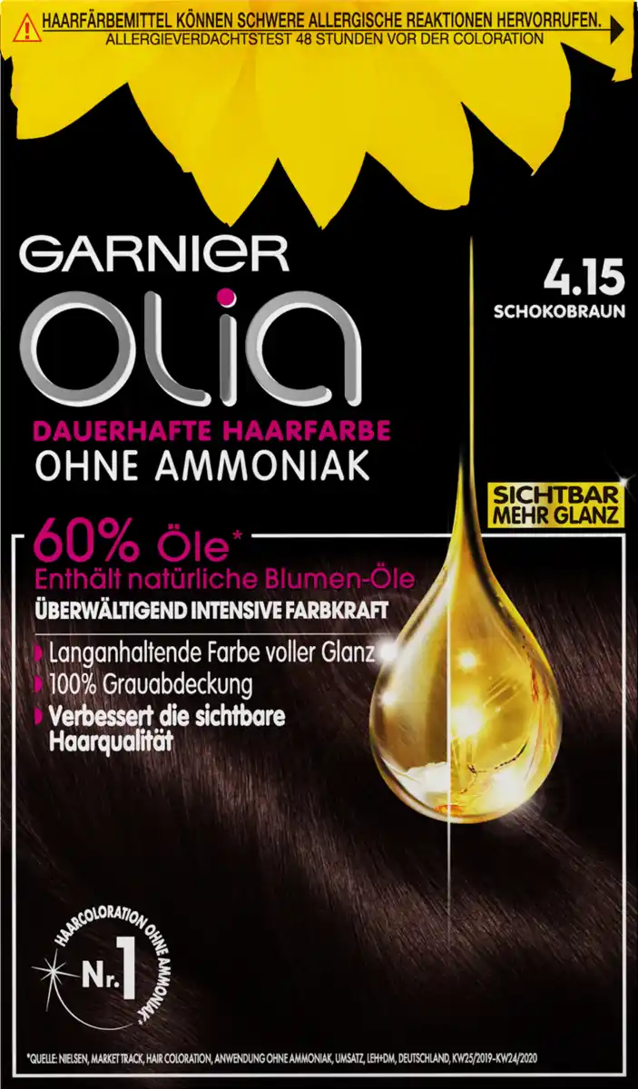 Bild 1 von Garnier Olia Dauerhafte Haarfarbe Coloration 4.15 Schokobraun