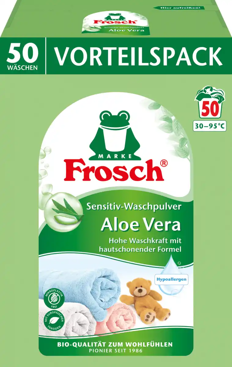 Bild 1 von Frosch Sensitiv-Waschmittel Pulver Aloe Vera 50 WL