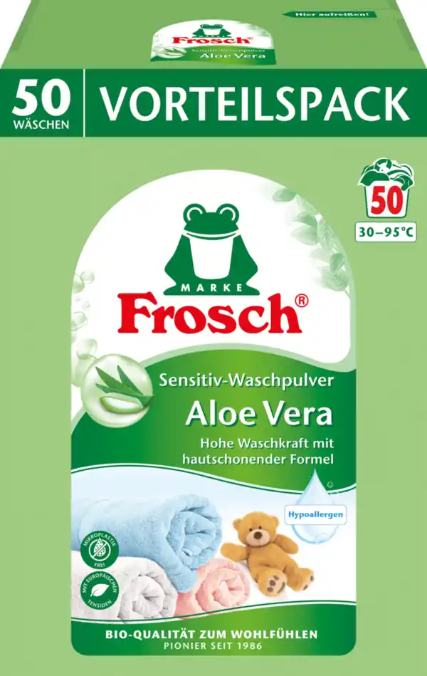 Bild 1 von Frosch Sensitiv-Waschmittel Pulver Aloe Vera 50 WL