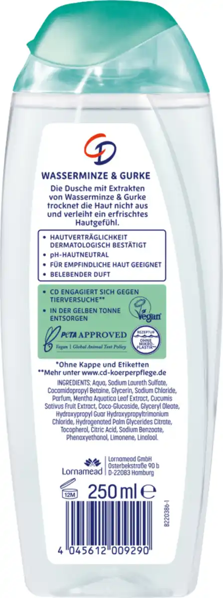Bild 2 von CD Pflegedusche Morgenfrische Wasserminze & Gurke, 250 ml