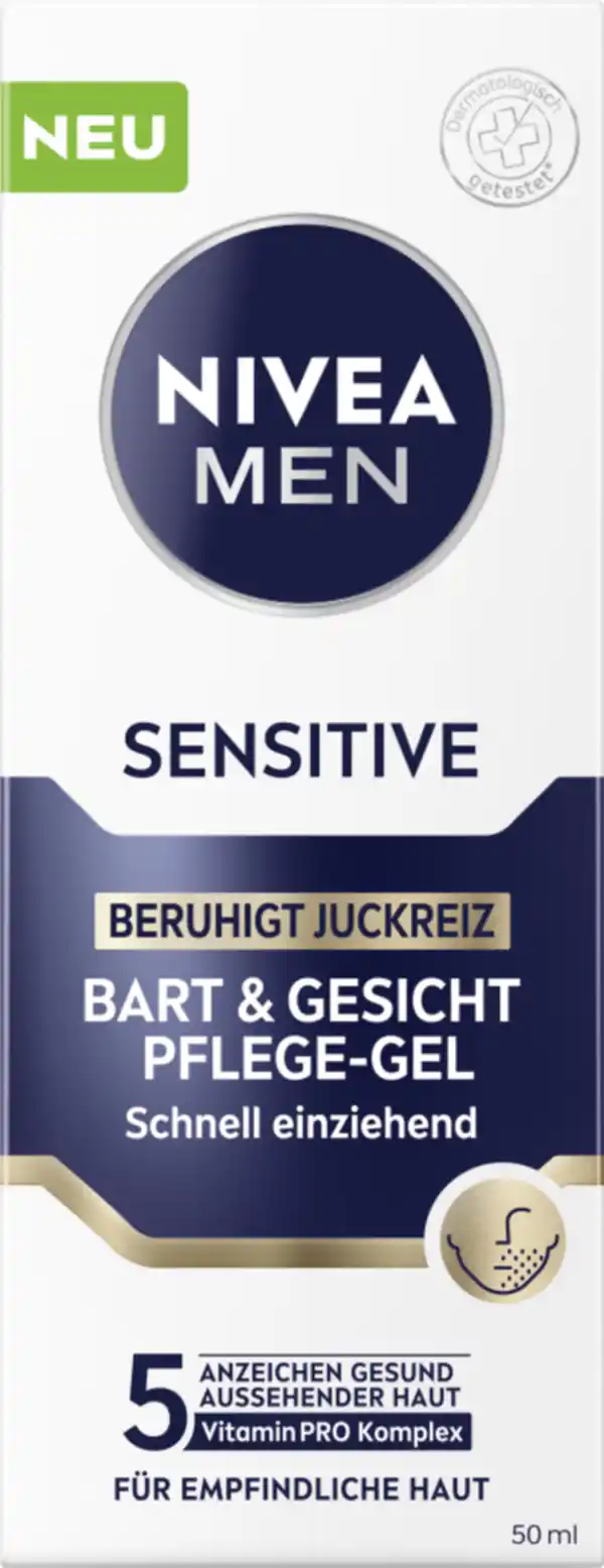 Bild 1 von NIVEA MEN Sensitive Bart & Gesicht Pflege-Gel, 50 ml