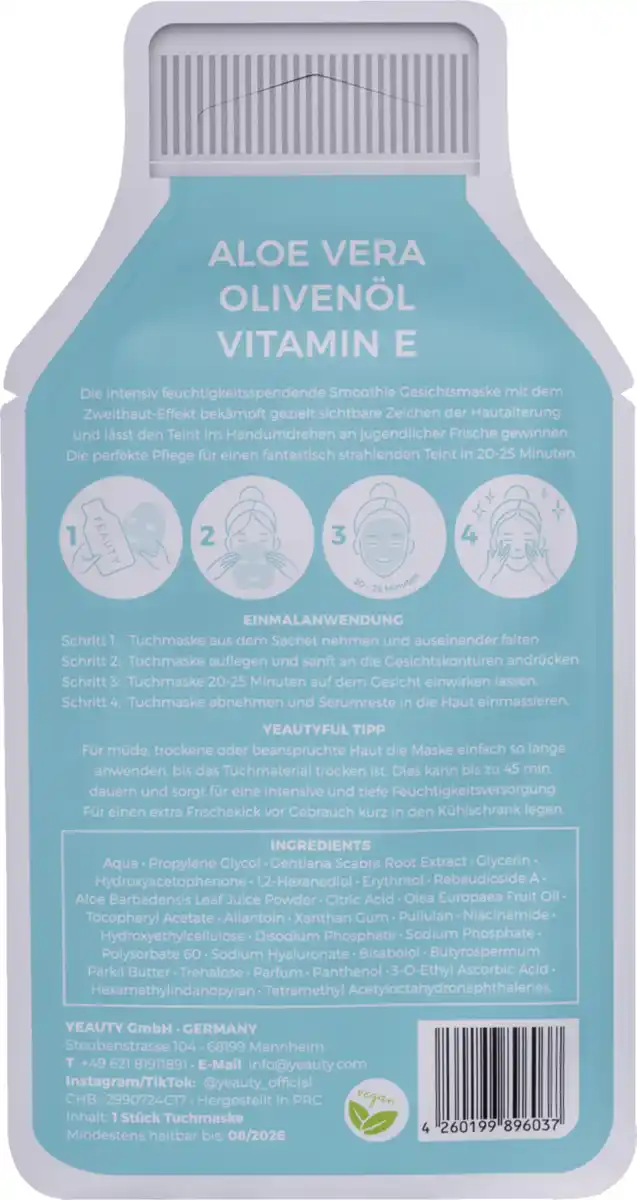 Bild 2 von YEAUTY Tuchmaske Aloe Vera-Olive Oil-Vitamin E