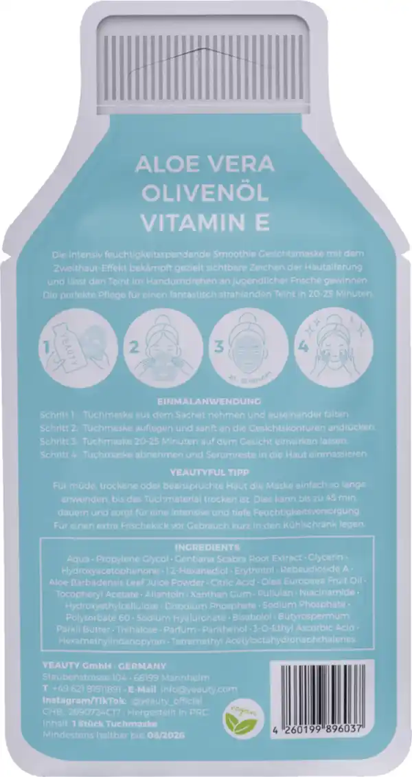 Bild 2 von YEAUTY Tuchmaske Aloe Vera-Olive Oil-Vitamin E