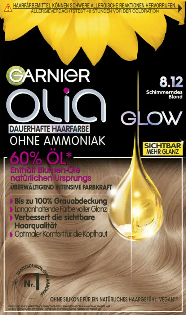 Bild 1 von Garnier Olia Glow Dauerhafte Haarfarbe 8.12 Schimmerndes Blond