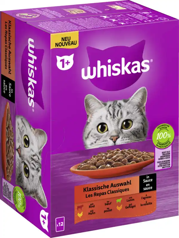 Bild 2 von Whiskas Portionsbeutel Multipack 1+ Klassische Auswahl in Sauce, 1.020 g