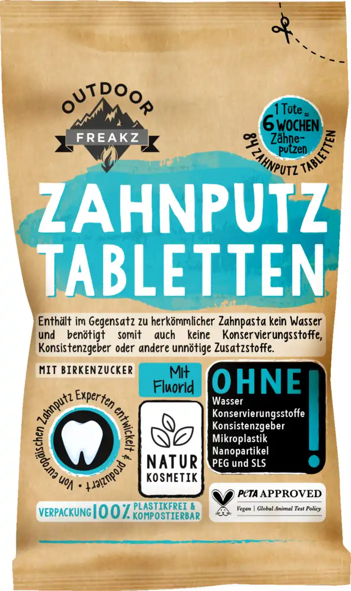 Bild 1 von Outdoor Freakz Zahnputz Tabletten mit Fluorid, 28 g