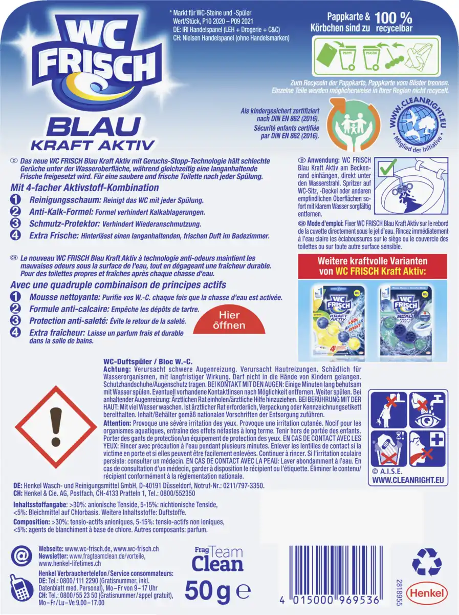 Bild 2 von WC FRISCH Blau Kraft-Aktiv Duftspüler Chlor, 50 g
