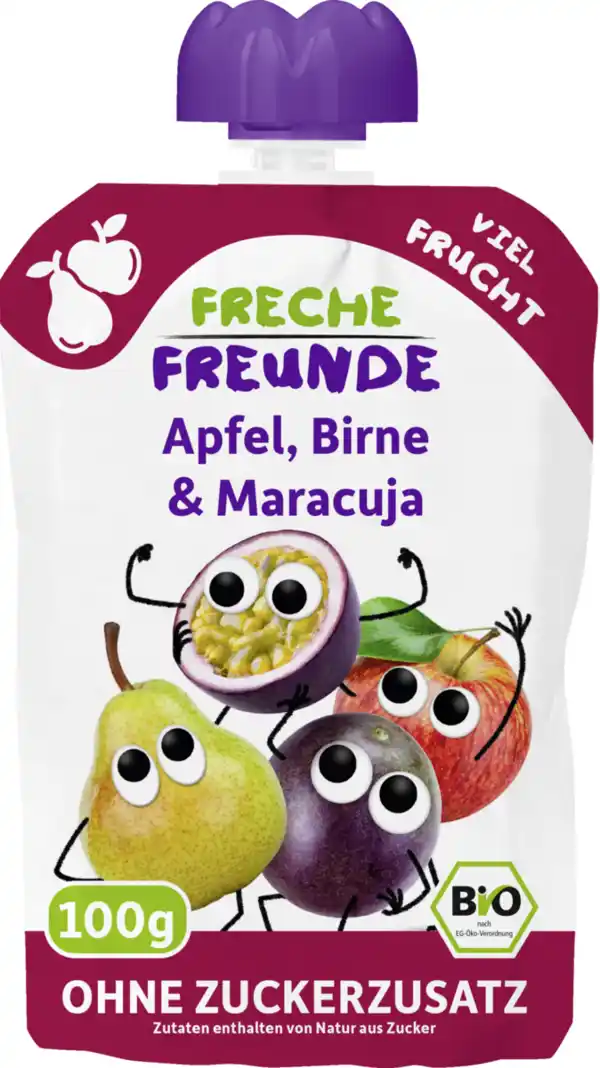 Bild 1 von Freche Freunde Bio Quetschie Apfel, Birne & Maracuja, 100 g