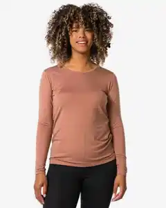 Damen-Temptech-T-Shirt, Langarm mittelbraun