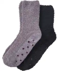 Einfarbige Flauschsocken, schwarz