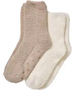 Einfarbige Flauschsocken, naturfarben