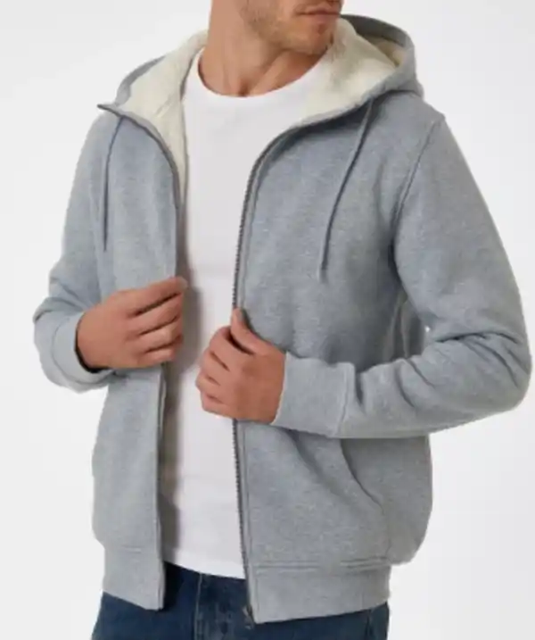 Bild 1 von Gefütterte Sweatjacke, grau melange