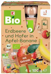 K-BIO Fruchtpüree, 4 x 100-g-Quetschbeutel