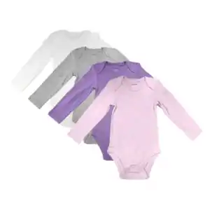 Baby-Body, Lila/Rose/Grau/Weiß, 62/68, 4er Set