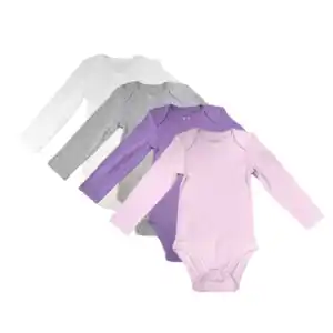 Baby-Body, Lila/Rose/Grau/Weiß, 74/80, 4er Set