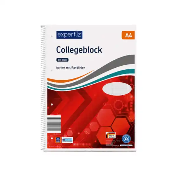 Bild 1 von Collegeblock A4, 80 Blatt, kariert, 5er Set