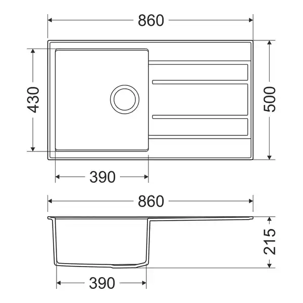 Bild 3 von Miló Einbauspüle Granitverbundstoff Luxuria 86 Graphit 39 cm Beckenbreite