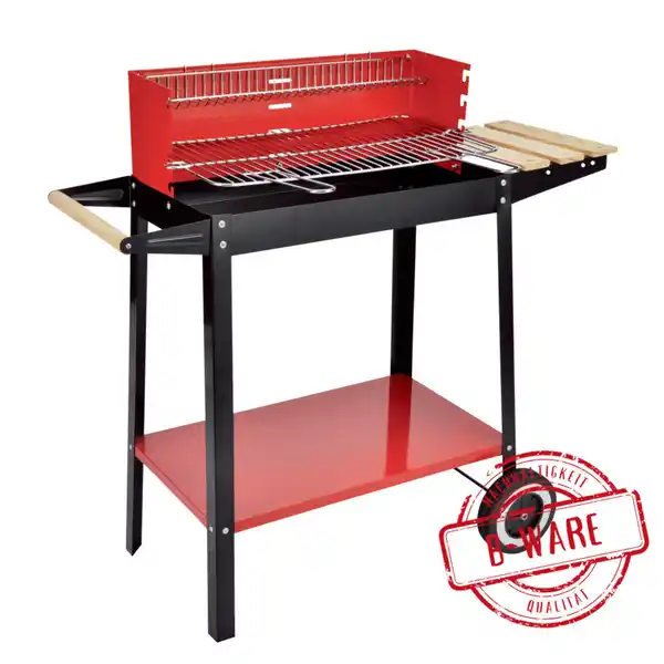 Bild 1 von Grillwagen Metall rot-schwarz 24,2 x 49,5 cm Grillfläche - B-Ware