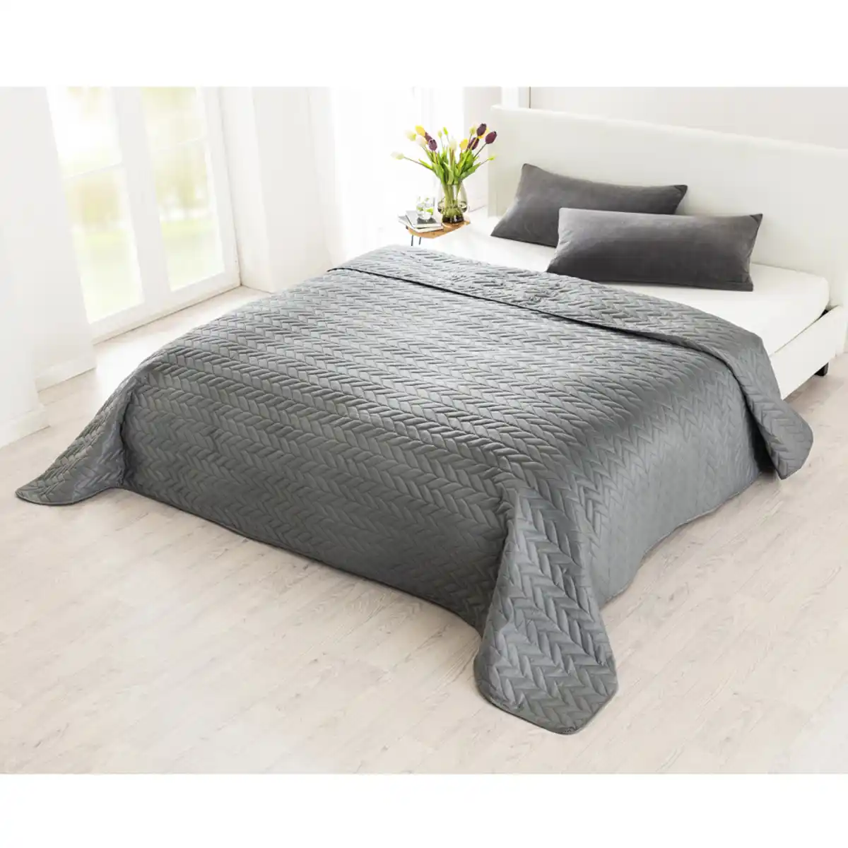 Bild 2 von XXL-Allzweck-/Tagesdecke, ca. 220 x 240 cm - Grau