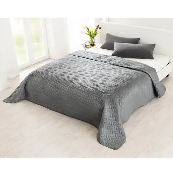 Bild 2 von XXL-Allzweck-/Tagesdecke, ca. 220 x 240 cm - Grau
