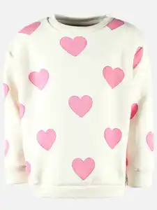 Mädchen Sweatshirt mit Herzprint Weiß