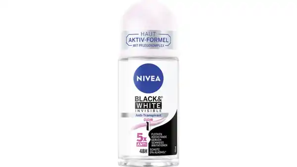 Bild 1 von NIVEA Deo Roll-On Black+White Invisible Clear Anti-Transpirant