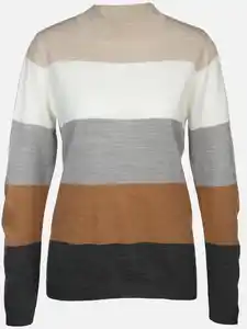 Damen Strickpullover mit Streifen Beige