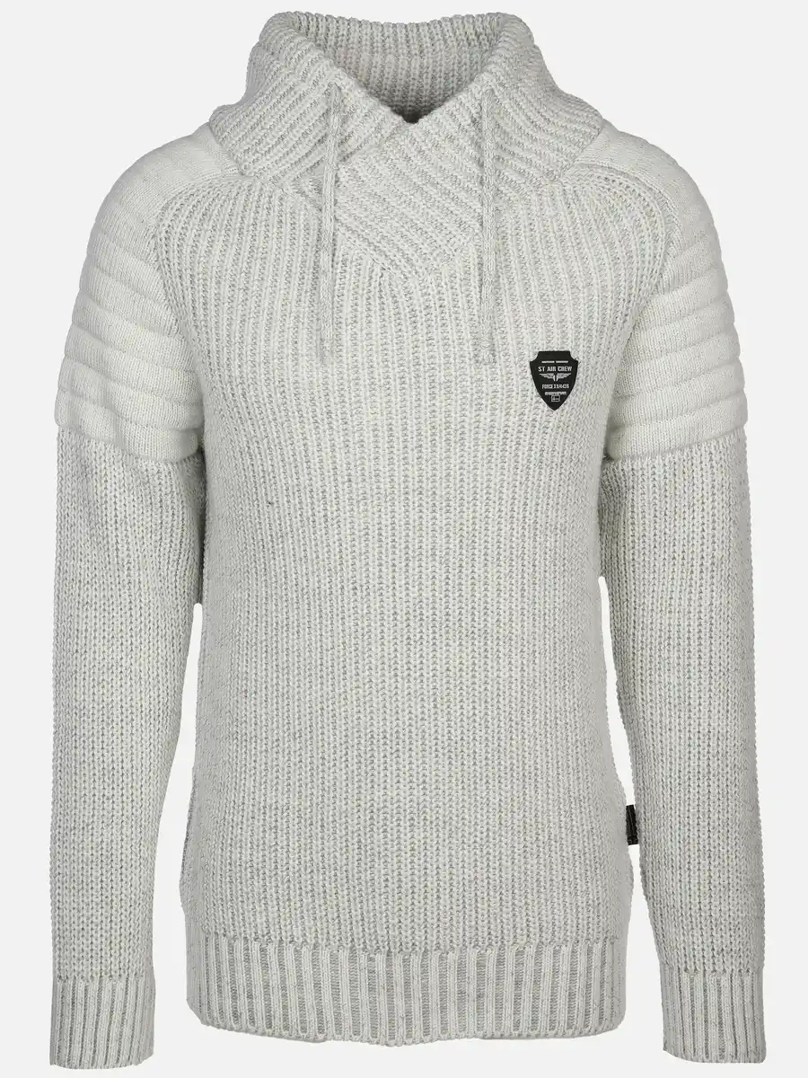 Bild 1 von Herren Pullover mit überlappendem Schalkragen Weiß