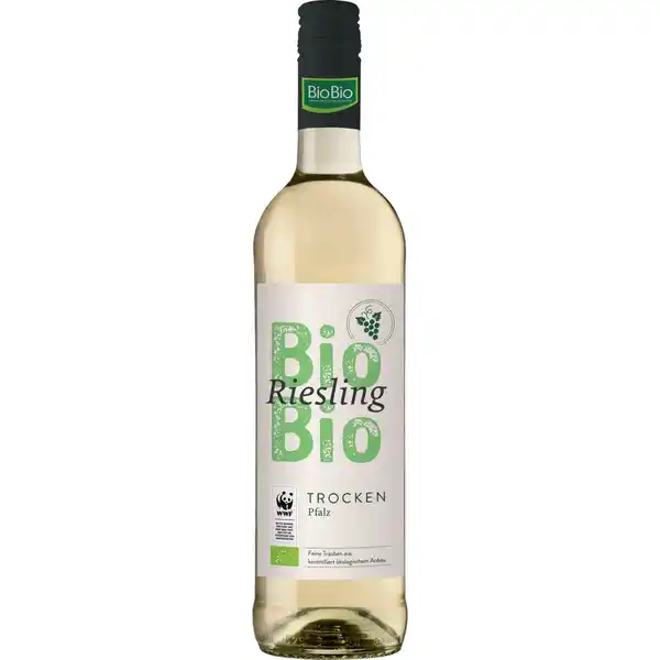 Bild 1 von BioBio Riesling trocken Pfalz QbA 12,5 % vol 0,75 Liter