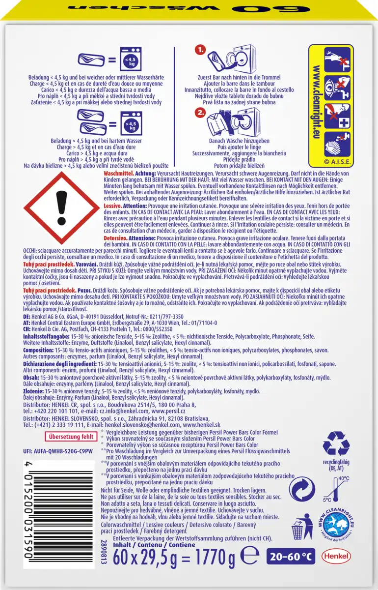 Bild 2 von Persil Colorwaschmittel Power Bars 60 WL