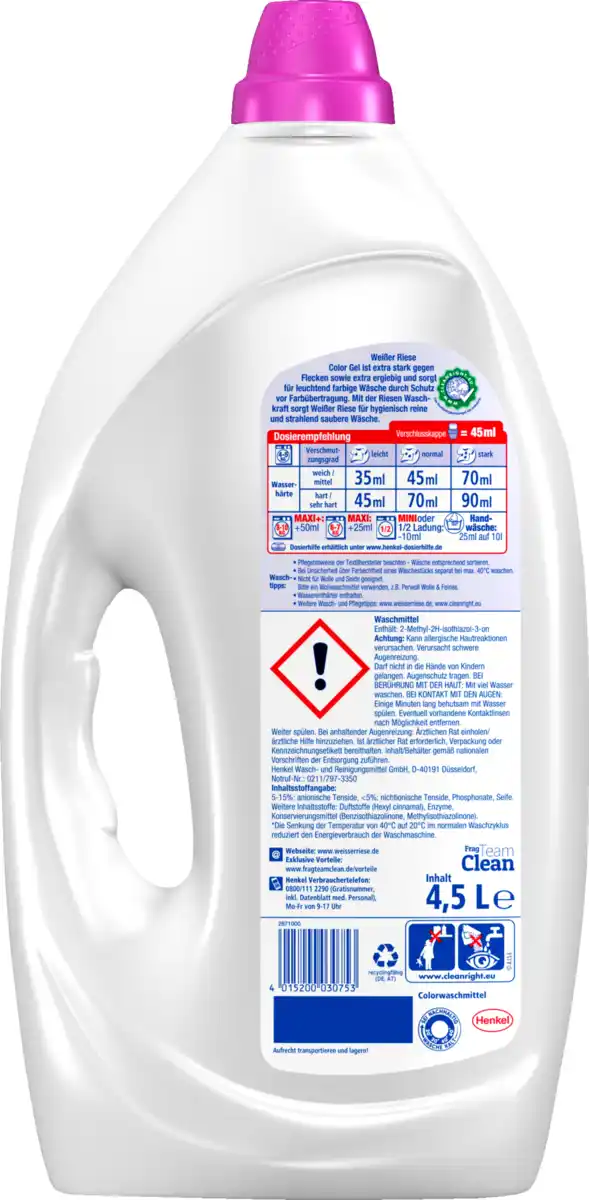Bild 2 von Weißer Riese Color Gel Flüssigwaschmittel 100 WL