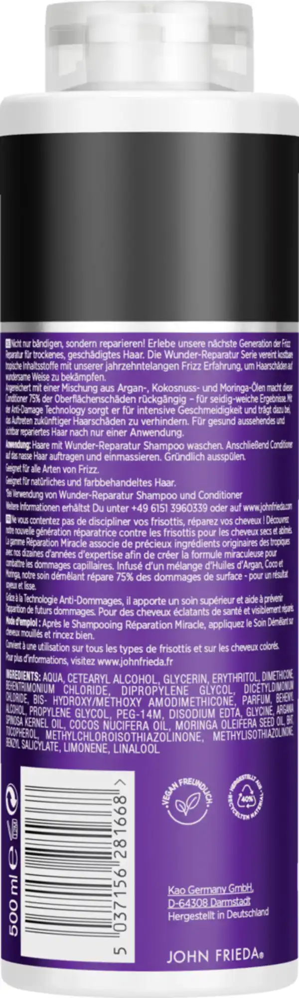 Bild 2 von JOHN FRIEDA FRIZZ ease Wunder-Reparatur Conditioner, 500 ml