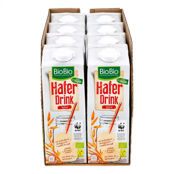 Bild 1 von BioBio Haferdrink pur 1 Liter, 8er Pack