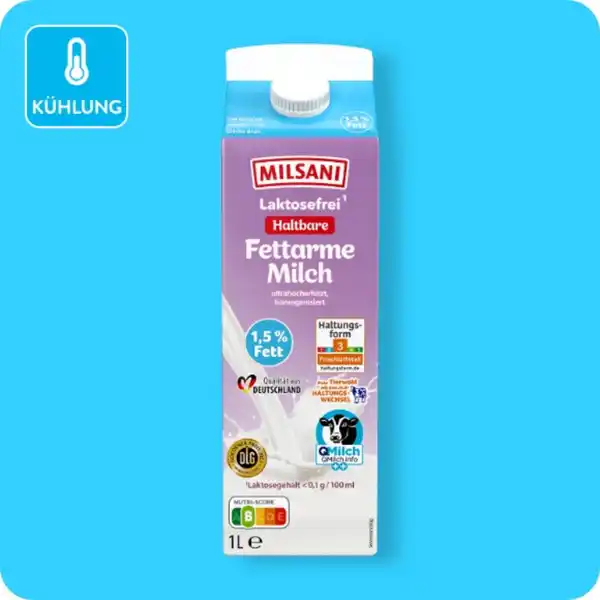 Bild 1 von MILSANI Laktosefreie H-Milch, 1,5%