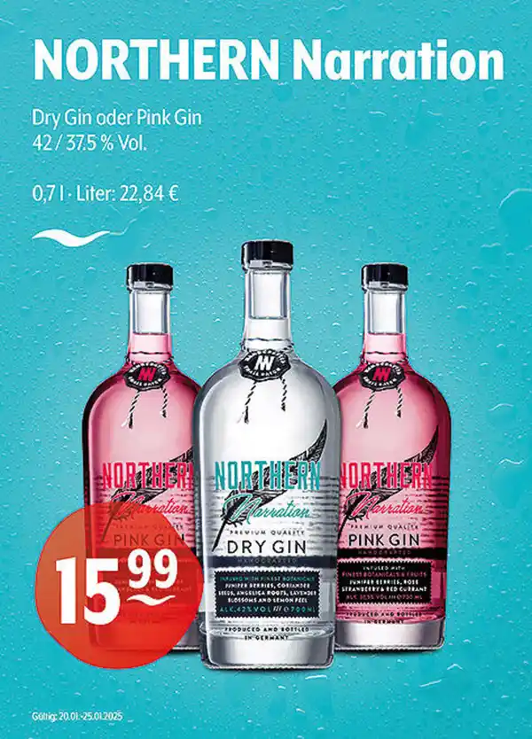 Bild 1 von NORTHERN Narration Dry Gin oder Pink Gin 42 / 37,5 % Vol.