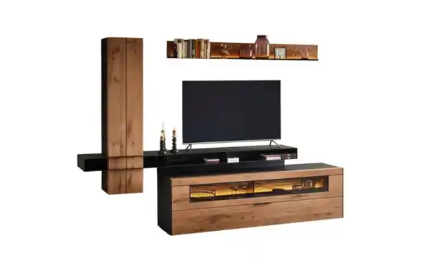 Bild 2 von Schöner Wohnen - Wohnwand Yoris, Kerneiche/anthrazit, inkl. TV Brücke