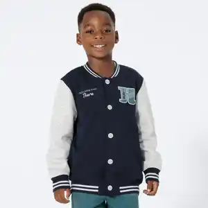 Kinder-Jungen-Sweatjacke mit Kontrastärmeln