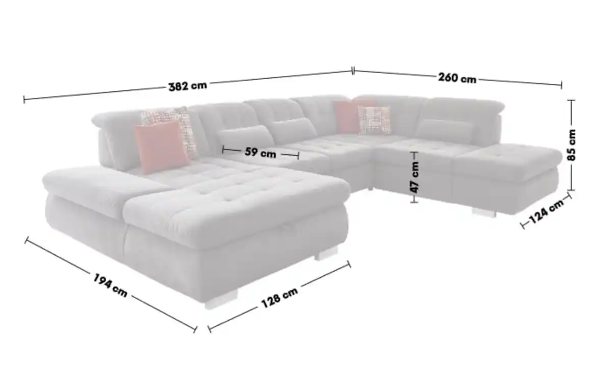 Bild 3 von Megapol - Wohnlandschaft MP-IN17004, grau, Canape links, inkl. Sitztiefenverstellungen